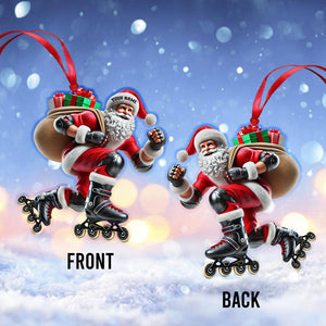 Santa Inline Skate Skating Home Decor Christmas Ornament, Personalized Ornament