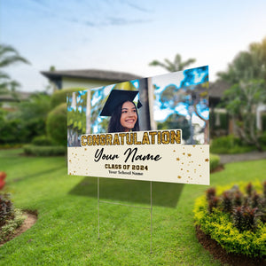 Congratulation Class Of 2024, Custom School Name, Your Name And Photo, Personalized Lawn Sign, Yard Sign, Gift For Graduation