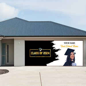 Congratulation Class Of 2024 - Personalized Photo, Your Name And School Name Single Garage, Garage Door Banner Covers - Banner Decorations