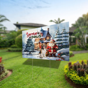 Merry Christmas Santa Paws - Personalized Pet Photo Lawn Sign, Yard Sign, Gift For Pet Lover