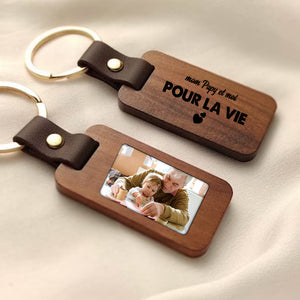 Custom Photo And Your Own Texts - Personalized 2 Sides Wooden Keychain - Gift For Family