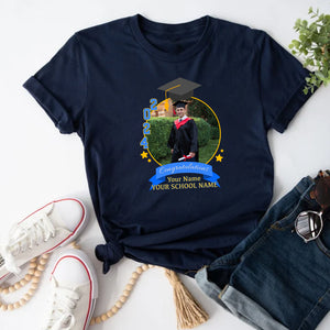 2024 Congratulations, Custom Circle Photo And Texts - Gift For Graduation - Personalized T-Shirt