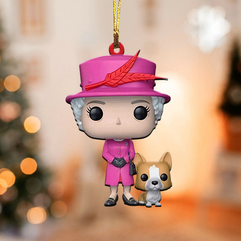 Queen Elizabeth II with Corgi - Christmas Ornament - Gift For Christmas, Gift For Family Decor