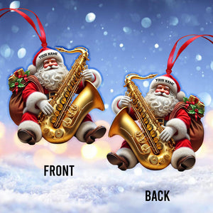 Saxophone Santa Home Decor Christmas Ornament, Personalized Ornament