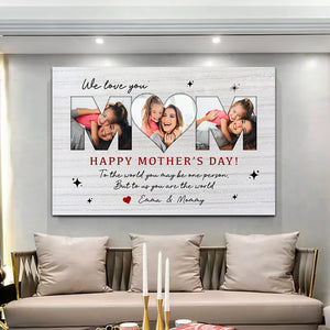 Happy Mother's Day - Personalized 3 Photos And Names Canvas Poster, Gift For Family, Mother's Day Gift