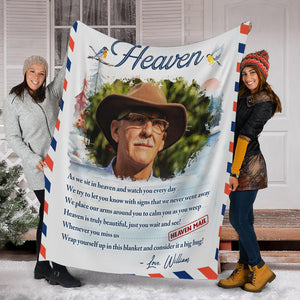 A Letter From Heaven - Custom Photo And Name - Personalized Fleece Blanket, Gift For Family