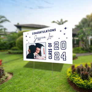 Graduation Gift, Congrats Class Of Graduation - Custom Photo And Name Graduation Lawn Sign, Yard Sign