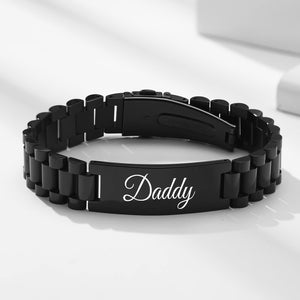 Masculine Watch Band Stainless Steel Link Bracelet Personalized Engraved DAD Jewelry Gift for Men DAD Father - Personalized Bracelet