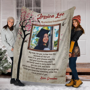 My Precious I'm So Proud Of You, Personalized Photo And Texts - Personalized Fleece Blanket, Graduation Gift