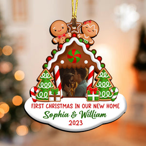 First Christmas In Our New Home - Custom Photo, Names And Year, Personalized Acrylic Ornament - Gift For Christmas, Gift For Couple