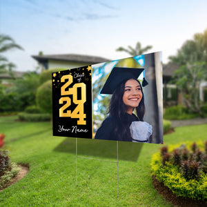 Class Of 2024, Custom Photo And Your Name, Personalized Lawn Sign, Yard Sign, Gift For Graduation