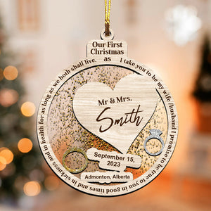 Our First Christmas As Mr. & Mrs. Personalized Ornament - Christmas Gift For Couple - Custom Shaker Ornament