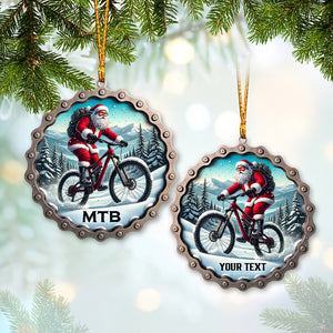 Custom Ornament, Santa Riding A Bike Ornament, Christmas Decor