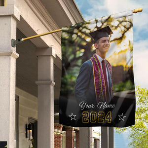 Graduation Gift, Congratulations Class Of 2024 - Custom Photo And Name Graduation Flag