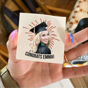 Congrats Graduation, Custom Color,  Your Photo And Name Temporary Tattoo, Personalized Photo And Name, Fake Tattoo, Graduation Gift