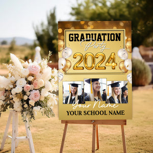 Graduation Party 2024 Custom Party Welcome Sign - Custom Photos And Texts Grad Party Sign - Personalized Graduation Decoration - Graduation Sign