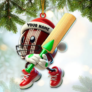 Christmas Cricket Ball Ornament, Personalized Ornament