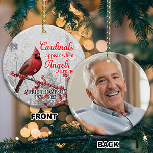 Cardinal Appear When Angels Are Near - Personalized 2 Sides Ceramic Ornament - Memorial Gift, Custom Photo Gift