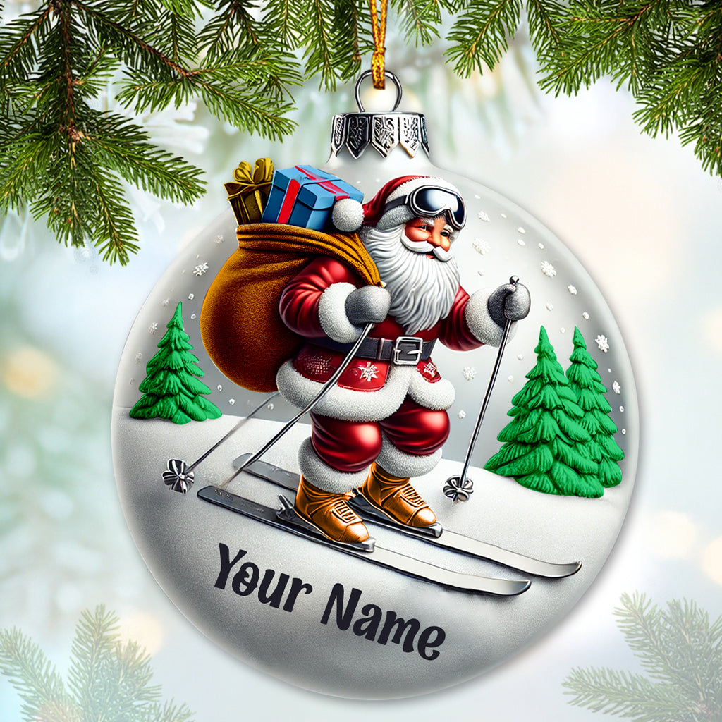 Custom Ornament, Christmas Santa Skiing Ornament, Christmas Decor