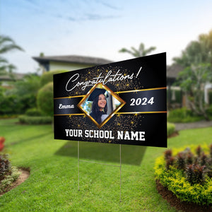 Congratulations, Custom School Name, Your Name, Year And Photo, Personalized Lawn Sign, Yard Sign, Gift For Graduation