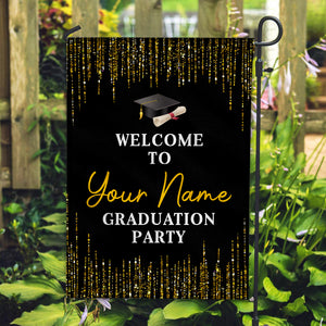 Welcome To Graduation Party - Custom Name Graduation Flag, Gift For Graduation