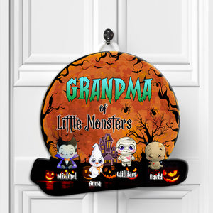 Little Monsters - Custom Appearance And Name - Personalized Wooden Door Sign - Halloween Gift