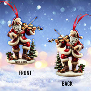 Santa Violin Christmas Ornament, Personalized Ornament