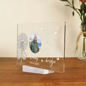 A Piece Of My Heart Is At The Rainbow Bridge - Custom Photo  And Name - Personalized Acrylic Plaque - Memorial Gift