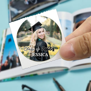 Class Of 2024 Circle Stickers - Custom Photo And Text - Personalized Circle Sticker, Gift For Graduation