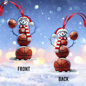 Basketball Snowman Christmas Ornament, Personalized Ornament