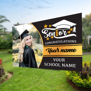 Congratulation Senior 2024, Custom Photo And Texts, Personalized Lawn Sign, Yard Sign, Gift For Graduation