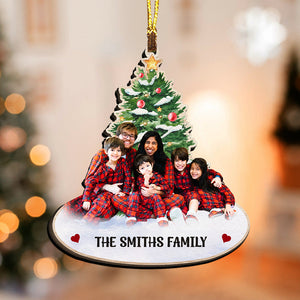 Christmas With Family, We Are Family - Custom Photo And Name, Personalized Acrylic Ornament - Gift For Christmas, Family Gift