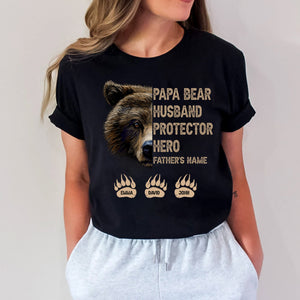 Papa Bear Husband Protector Hero - Custom Names - Personalized T-Shirt - Gift For Family