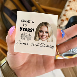 Cheers To Birthday Party, Custom Face Photo And Name Temporary Tattoo, Personalized Party Tattoo, Fake Tattoo