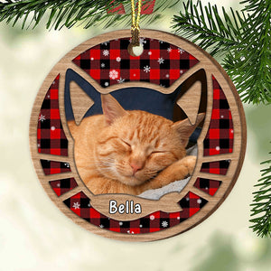 Merry Christmas - Personalized Photo Wooden Ornament - Gift For Pet Lover