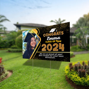 Congrats Class Of 2024, Custom Name And Photo, Personalized Lawn Sign, Yard Sign, Gift For Graduation