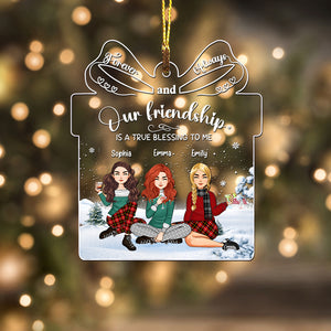 Forever And Always Our Friendship Is A True Blessing To Me - Custom Appearances, Quote And Names Christmas Gift - Personalized Acrylic Ornament