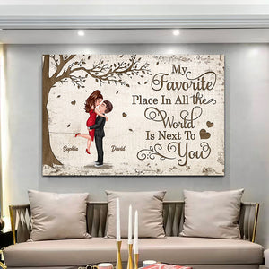 My Favorite Place In The World Is Next To You - Personalized Appearances And Texts Canvas - Family Decor, Couple Gift