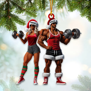 Couple Dumbbell Push Home Decor Christmas Ornament, Personalized Ornament