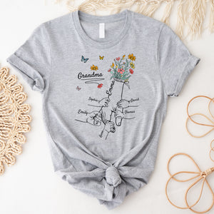 Butterfly And Flowers Family Member Names - Custom Texts - Personalized T-Shirt - Family Gift