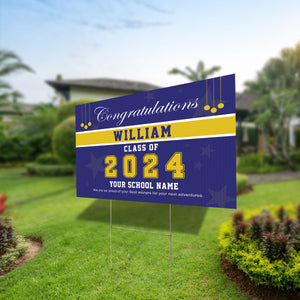 Congrats Class Of 2024, Custom Background And Texts - Personalized Lawn Sign, Yard Sign, Graduation Gift, College Graduation, Multiple Color