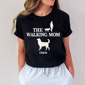 The Walking Dad Mom - Custom Dogs & Names - Personalized T-Shirt - Family Gift, Pet Lover Gift