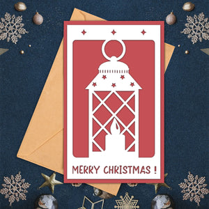 Merry Christmas Red Background, Christmas Papercut Card, Gift For Family