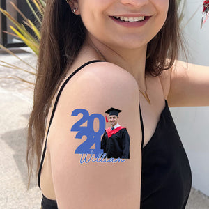 Graduation 2024, Custom Temporary Tattoo With Personalized Photo And Name, Fake Tattoo, Graduation Gift