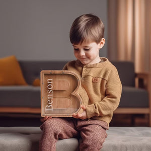 Personalize Wooden Letter Piggy Bank, Custom Initial Name Bank, Name Money Box, Coin Bank,Birthday Gift for Boy Girl,Christmas Gift for Kids