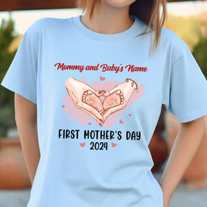 Happy First Mother's Day - Custom Mom And Baby Skin, Custom Texts - Personalized T-Shirt - Family Gift, Mother's Day Gift