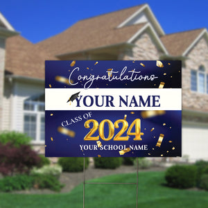 Congratulation Graduated, Custom Texts Graduation - Personalized Lawn Sign, Yard Sign, Graduation Gift