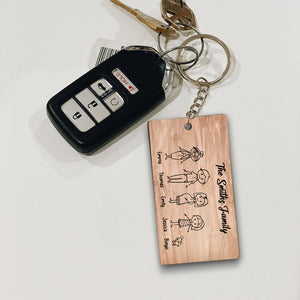 Custom Shapes And Names - Personalized Wooden Keychain - Gift For Family