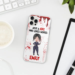 Just A Girl Who Loves Movies - Custom Appearance And Name - Personalized Phone Case, Gift For Halloween