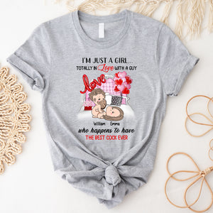 I'm Just A Girl Totally In Love With A Guy - Custom Appearances And Texts - Personalized T-Shirt - Couple Gift